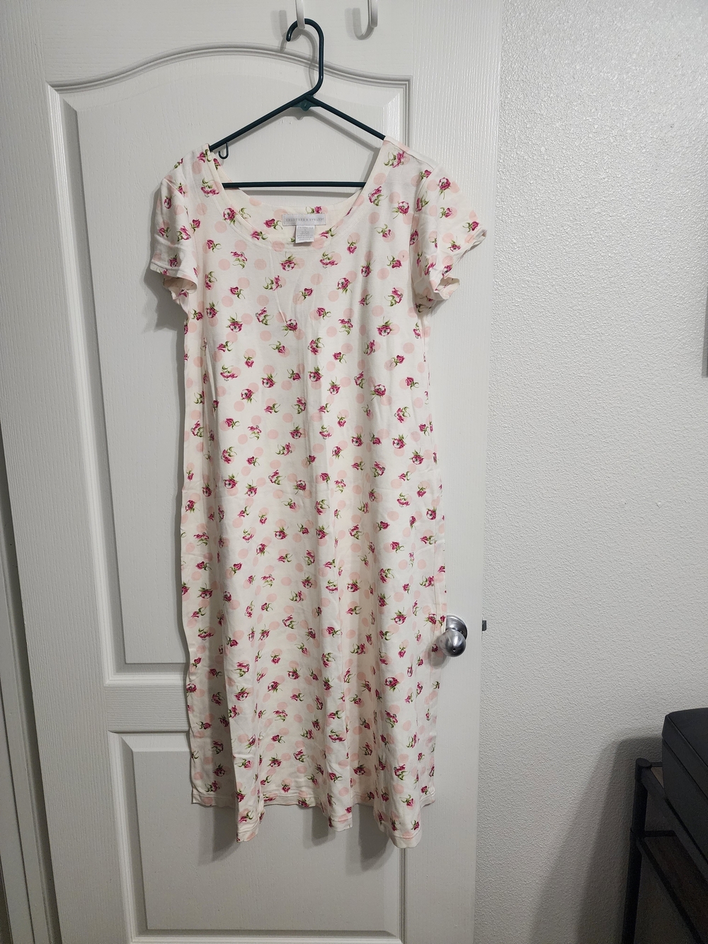 Crabtree & Evelyn Cream Nightgown with Pink Floral Print